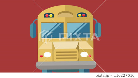 Image of school bus icon over red background Image of school bus icon over red background 116227016
