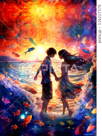 【井上軟太郎★マジカルミッドサマー】少年少女/海/幻想的/魔法/ファンタジー/大海原/冒険/ロマン 116227378