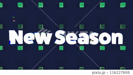 Image of new season text over cubes on black background 116227608