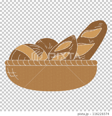 Bread in a basket illustration, icon 116228374
