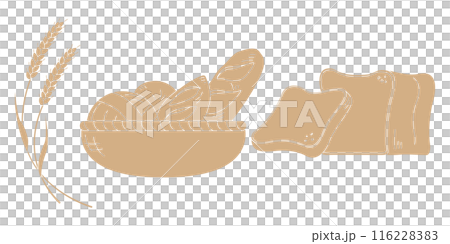 小麥和麵包剪影插圖集,籃子裡的麵包,白麵包 小麥和麵包剪影插圖集,籃子裡的麵包,白麵包 116228383