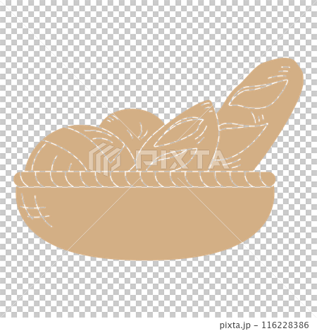 籃子裡麵包的剪影插圖，圖標 116228386
