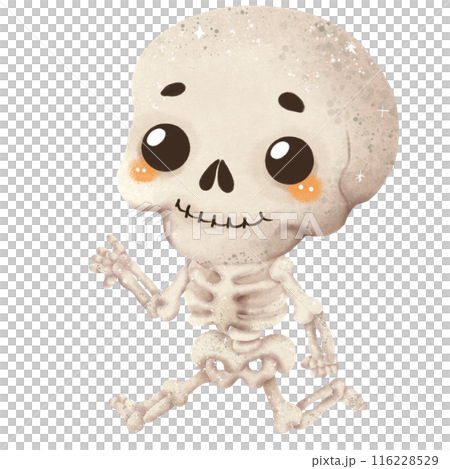 Watercolor Hand drawn illustration a cute skeleton isolated spooky Halloween element Watercolor Hand drawn illustration a cute skeleton isolated spooky Halloween element 116228529