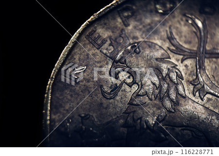 Bohemian heraldic lion on Czech koruna coin Bohemian heraldic lion on Czech koruna coin 116228771