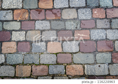 Old Stone Pavement Texture Background, Ancient Granite Cobblestone Road Pattern, Block Sidewalk Old Stone Pavement Texture Background, Ancient Granite Cobblestone Road Pattern, Block Sidewalk 116228963