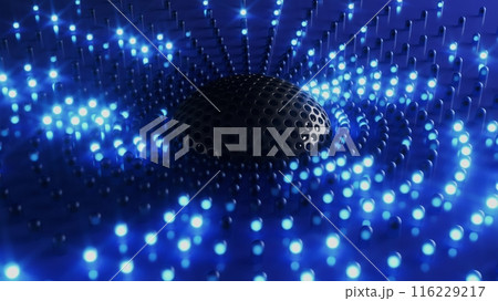 3d render Blue background with circular led glowing dots 116229217