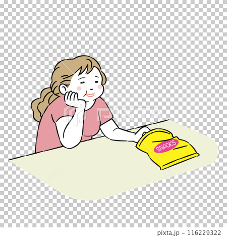 懶洋洋地吃4C零食的女人 116229322