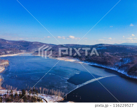 空撮　冬の北海道 116229527