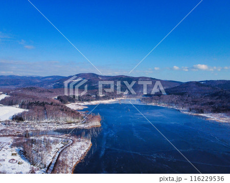空撮　冬の北海道 116229536
