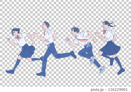 男女同學開始微笑奔跑 116229901