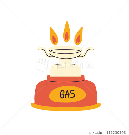 Portable gas camping stove isolated. Equipment for outdoor activities. 116230308