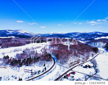 空撮 冬の北海道 空撮 冬の北海道 116230450