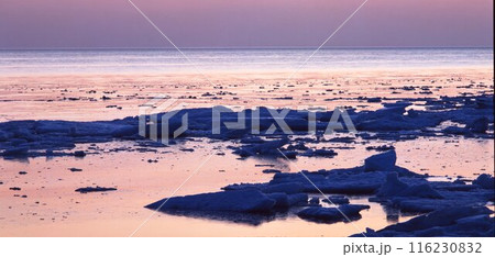 北海道温根別オホーツク氷海暮色 北海道温根別オホーツク氷海暮色 116230832