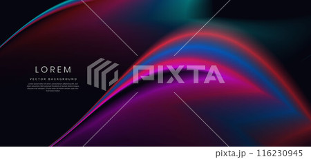 Colorful gradient wave and light on black background. You can use for ad, poster, template, business presentation. 116230945