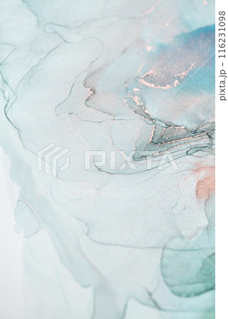 Abstract Teal and Silver Ink Swirls Abstract Teal and Silver Ink Swirls 116231098