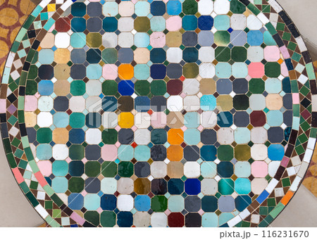 Street Restaurant Table in Moroccan Cafe Mountains View, Winter Morocco, Empty Cafe Tables, Authentic Exotic Street Restaurant Table in Moroccan Cafe Mountains View, Winter Morocco, Empty Cafe Tables, Authentic Exotic 116231670