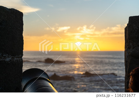 Sea Sunrise, Morning Ocean, Red Dramatic Sunset in Clouds, Orange Horizon in Golden Hour, Beautiful Sea 116231677
