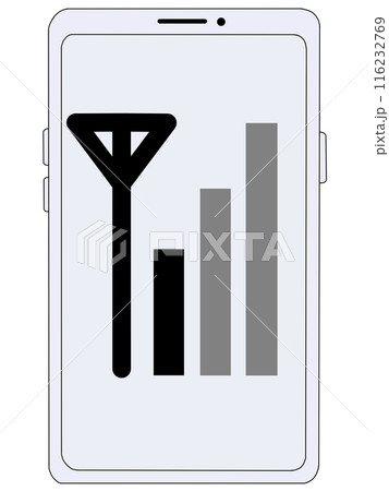 スマホ(白)の中に表示されたアンテナ1(電波1) スマホ(白)の中に表示されたアンテナ1(電波1) 116232769