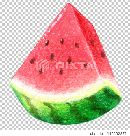 切好的西瓜的色鉛筆畫的一點插圖 116232871