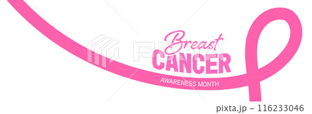 Breast cancer awareness campaign banner background with pink ribbon. 116233046