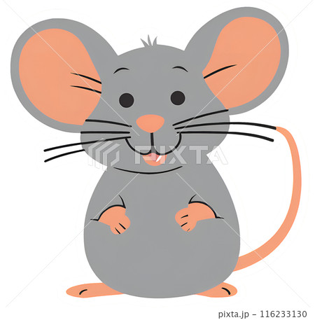 可愛い灰色のネズミのイラスト 116233130