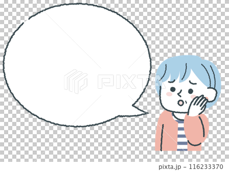 不安な女性と吹き出しのイラスト 不安な女性と吹き出しのイラスト 116233370