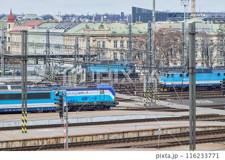 Prague Main Railway Station (Praha hlavni nadrazi), the busiest railway hub in Czechia, in Prague, capital of Czech Republic Prague Main Railway Station (Praha hlavni nadrazi), the busiest railway hub in Czechia, in Prague, capital of Czech Republic 116233771