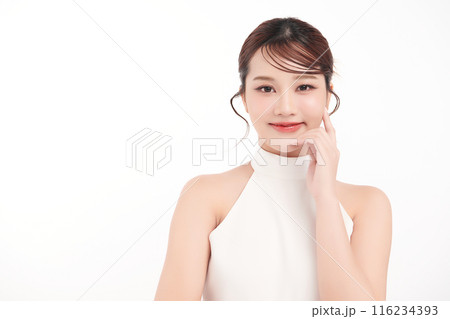 Beautiful young asian woman with clean fresh skin on white background, Face care, Facial treatment, Cosmetology, beauty and spa, Asian women portrait. Beautiful young asian woman with clean fresh skin on white background, Face care, Facial treatment, Cosmetology, beauty and spa, Asian women portrait. 116234393