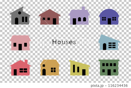 帶有黑色門窗的顏色不佳的房子 116234436