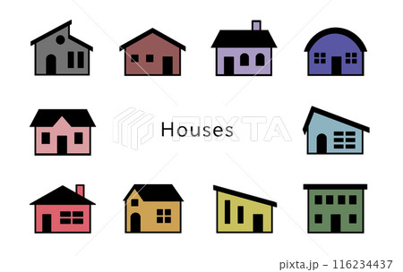 Houses 黒い屋根 ドアと窓が黒のオフカラーの家 Houses 黒い屋根 ドアと窓が黒のオフカラーの家 116234437