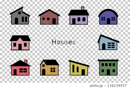 Houses 黒い屋根 ドアと窓が黒のオフカラーの家 Houses 黒い屋根 ドアと窓が黒のオフカラーの家 116234437