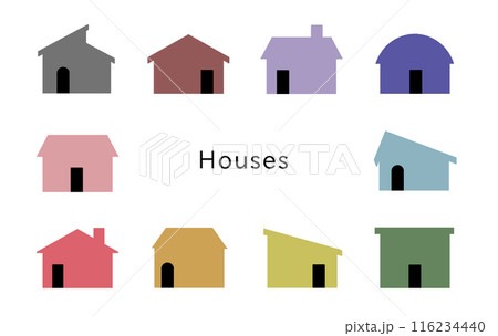 Houses　ドアが黒いオフカラーの家 116234440