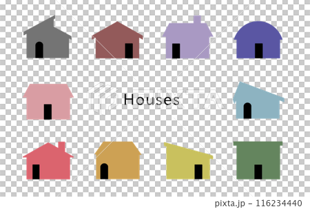 Houses　ドアが黒いオフカラーの家 116234440