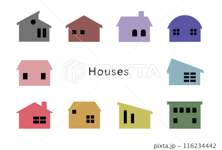 Houses 窓が黒いオフカラーの家 Houses 窓が黒いオフカラーの家 116234442