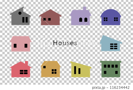 Houses 窓が黒いオフカラーの家 Houses 窓が黒いオフカラーの家 116234442