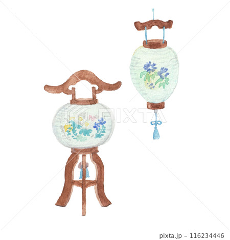 水彩絵の具で描いたお盆提灯 水彩絵の具で描いたお盆提灯 116234446