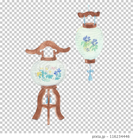 水彩絵の具で描いたお盆提灯 水彩絵の具で描いたお盆提灯 116234446