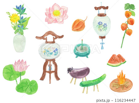 水彩絵の具で描いたお盆セット 水彩絵の具で描いたお盆セット 116234447