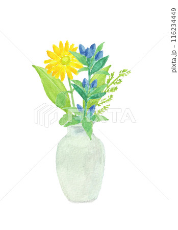 水彩絵の具で描いた仏花 116234449