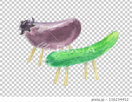水彩絵の具で描いた精霊馬 水彩絵の具で描いた精霊馬 116234452