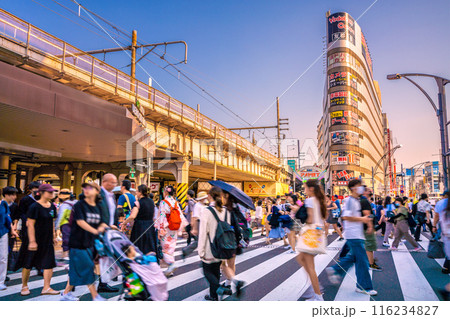 日本の東京都市景観 インバウンド復活…外国人観光客らで賑わう上野駅前。奥はアメ横＝令和6年7月5日 116234827