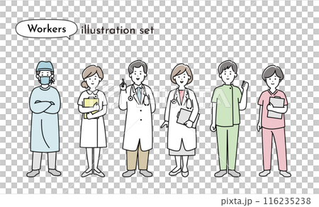 各種姿勢的醫護人員插圖集 116235238