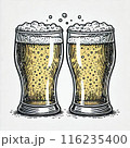 グラスに入ったビールの線画イラスト 116235400