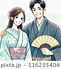 浴衣を着たカップル 116235404