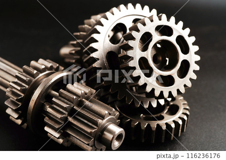 Metal gear wheel engine car and bike, mechanic industry concept. 116236176