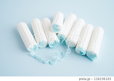 Cotton tampons for women hygiene menstrual period cycle protection. 116236183