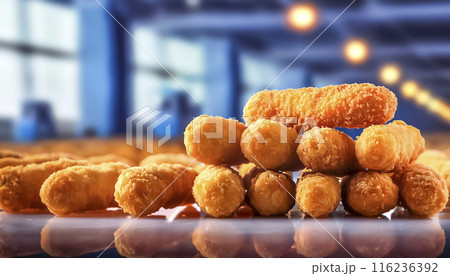 CG素材　工場で生産された唐揚げのイメージ素材 116236392