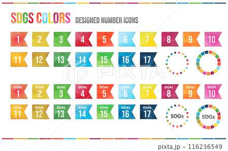手書き風のSDGsカラーの数字ラベル 116236549