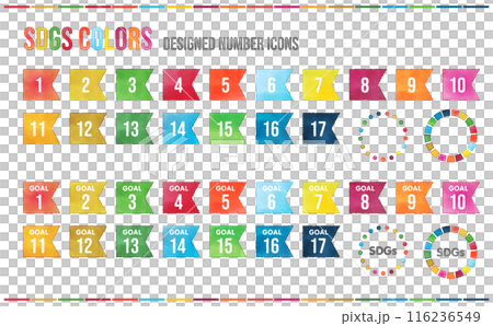 手書き風のSDGsカラーの数字ラベル 116236549