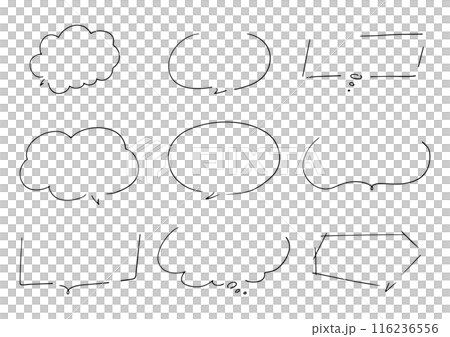 シンプルな線の手書きの吹き出しセット ベクター 116236556